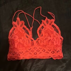 Free People Pink Lace Bralette with Scalloped Edge